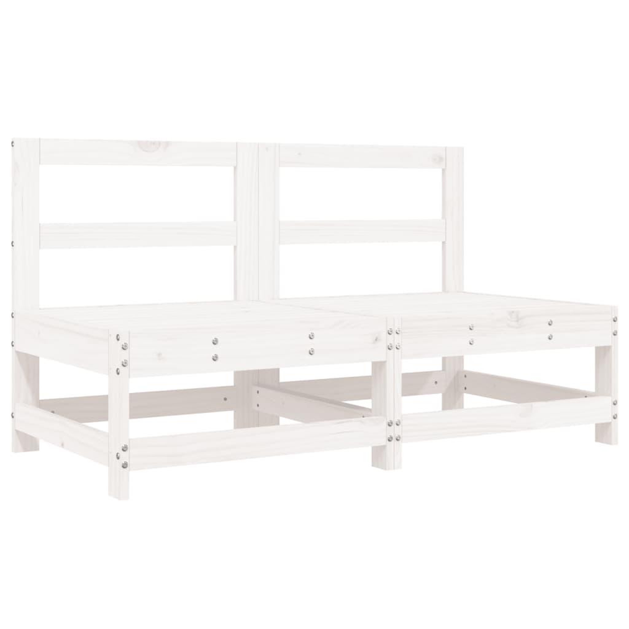 Voir la diapositive 2 : VIDAXL Canapes centraux de jardin 2 pcs blanc bois de pin massif