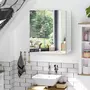 KLEANKIN Armoire miroir de salle de bain armoire murale 3 portes 2 étagères dim. 70L x 15l x 60H cm MDF blanc