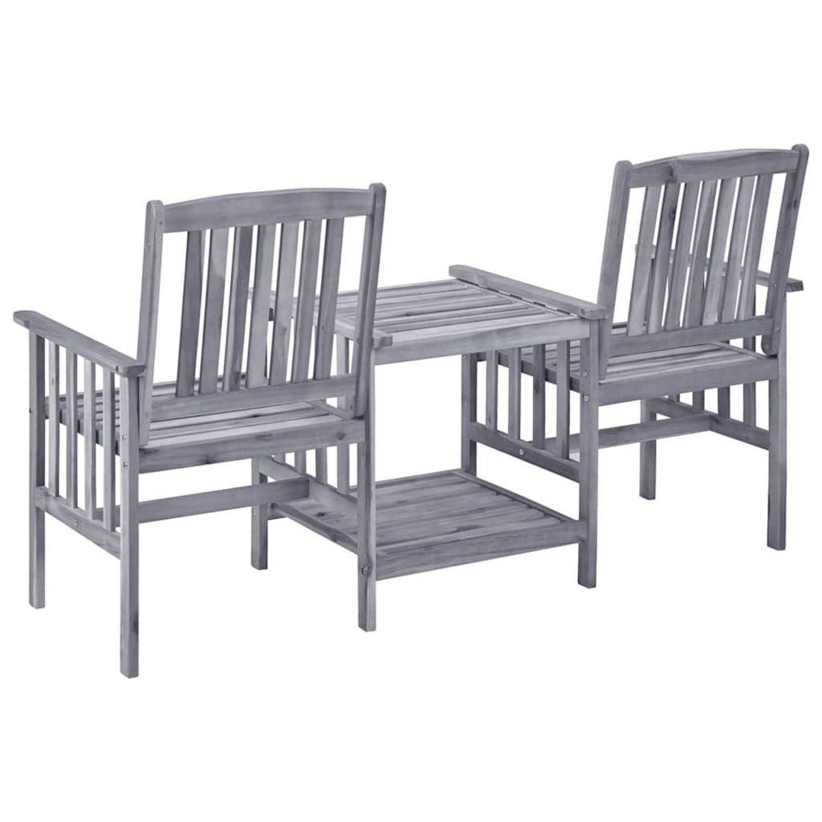 VIDAXL Chaises de jardin avec table a the et coussins Acacia solide
