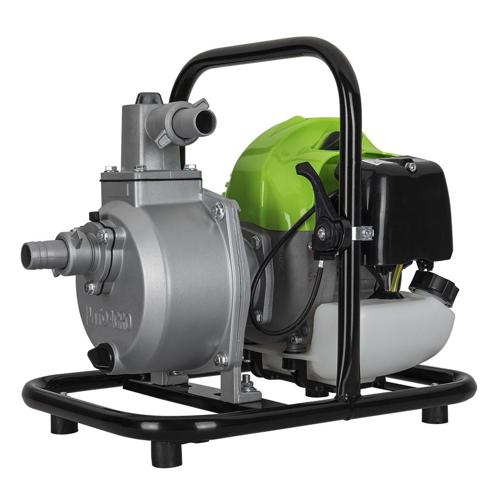 Voir la diapositive 4 : VITO Garden Pompe à eau thermique 43 cm3 raccords 50mm débit 6500 l/h eaux usées kit de10m tuyaux inclus  vito