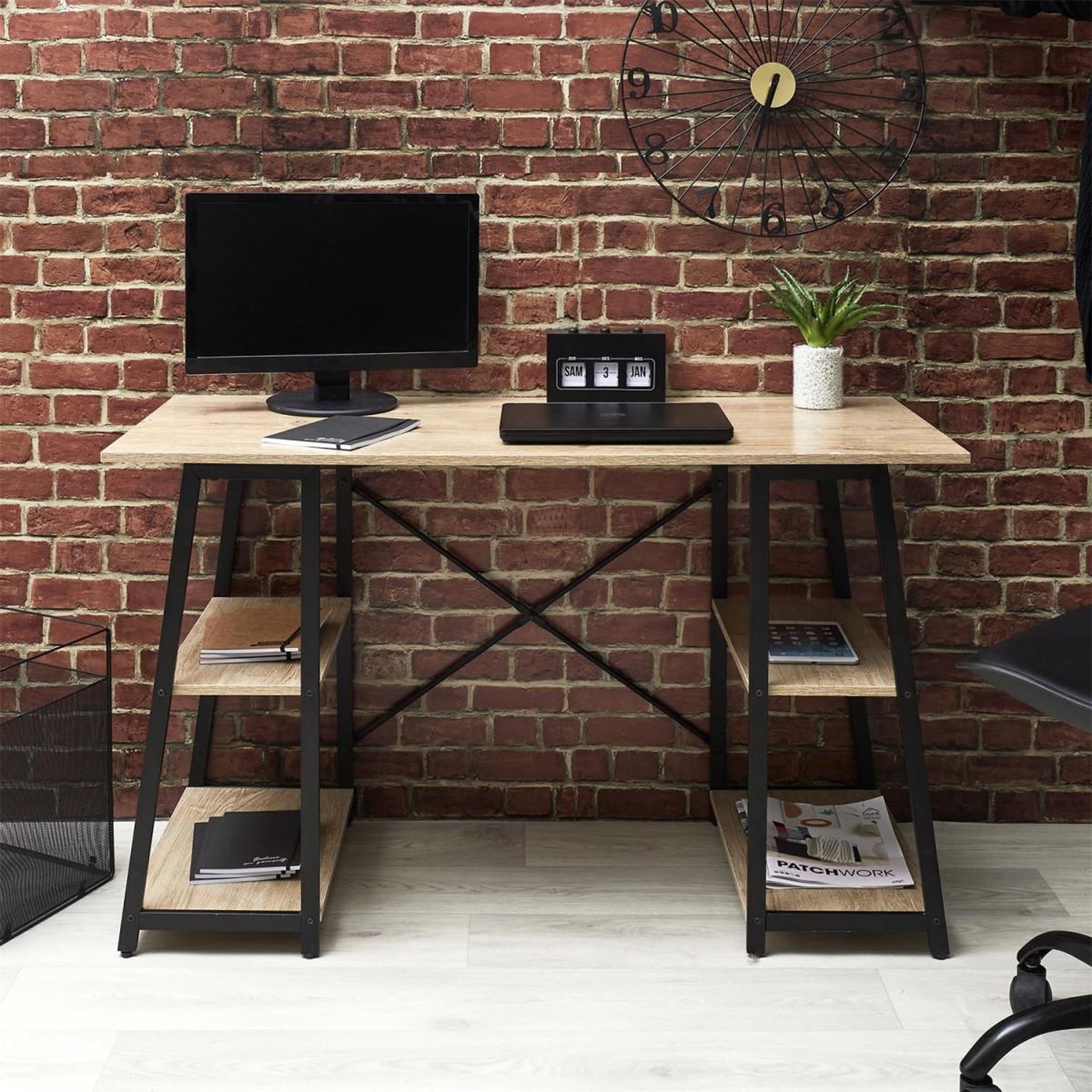 Voir la diapositive 4 : The Home Deco Factory Bureau Design  Architecte  120cm Naturel & Noir