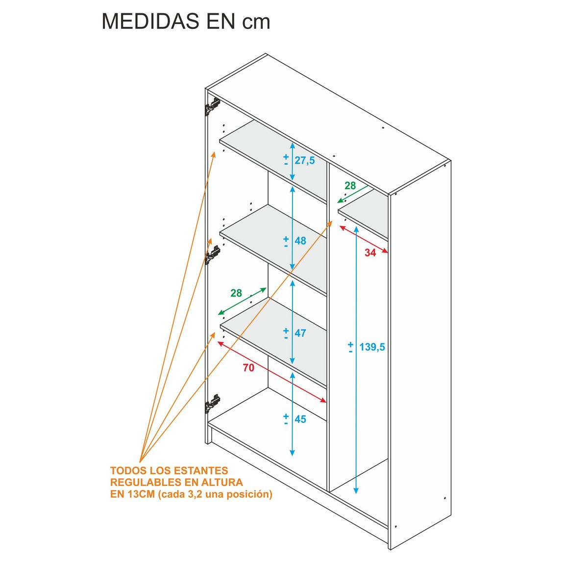 Armoires ménagères BILBAO 3 portes special balais