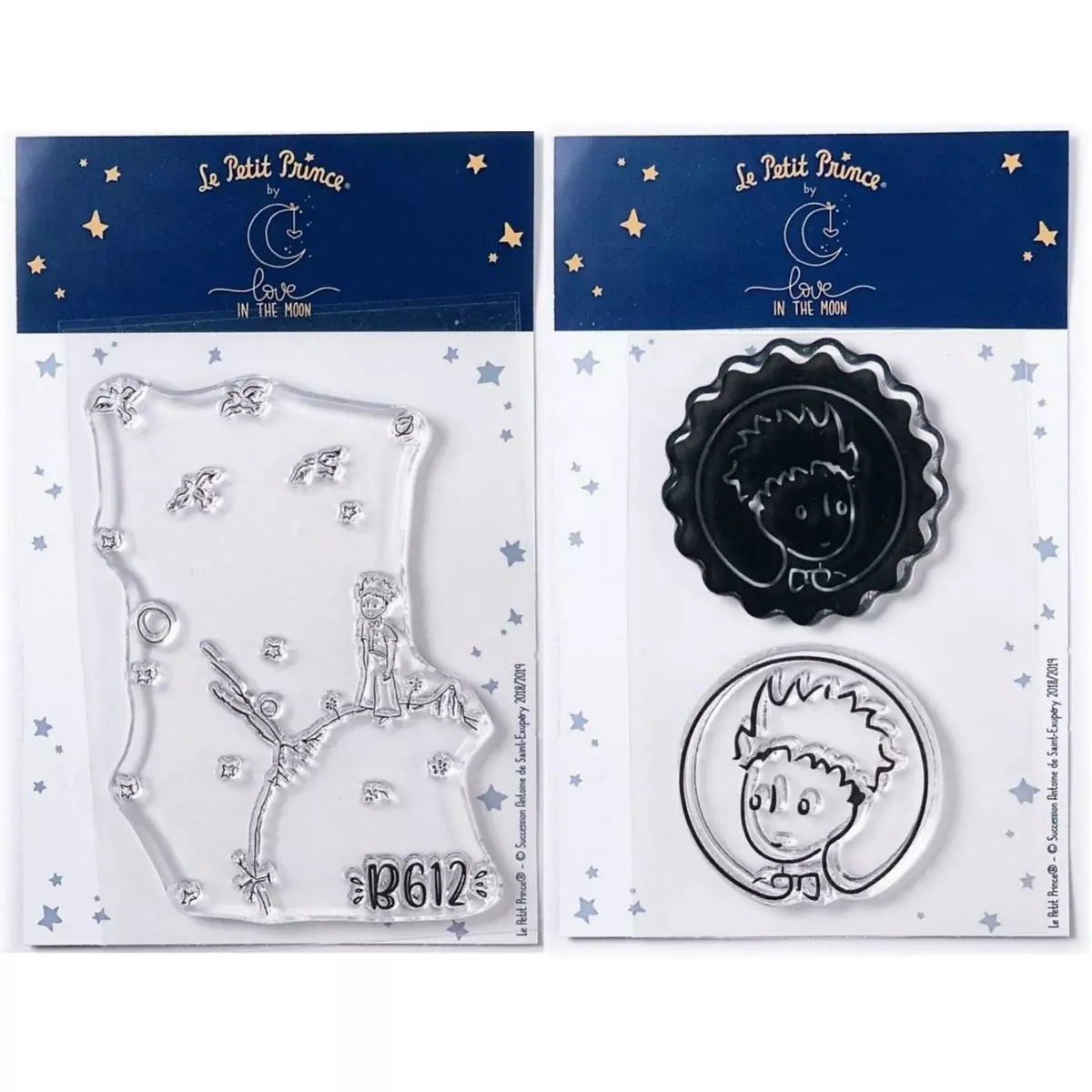  3 Tampons transparents Le Petit Prince Asteroïd et Boa