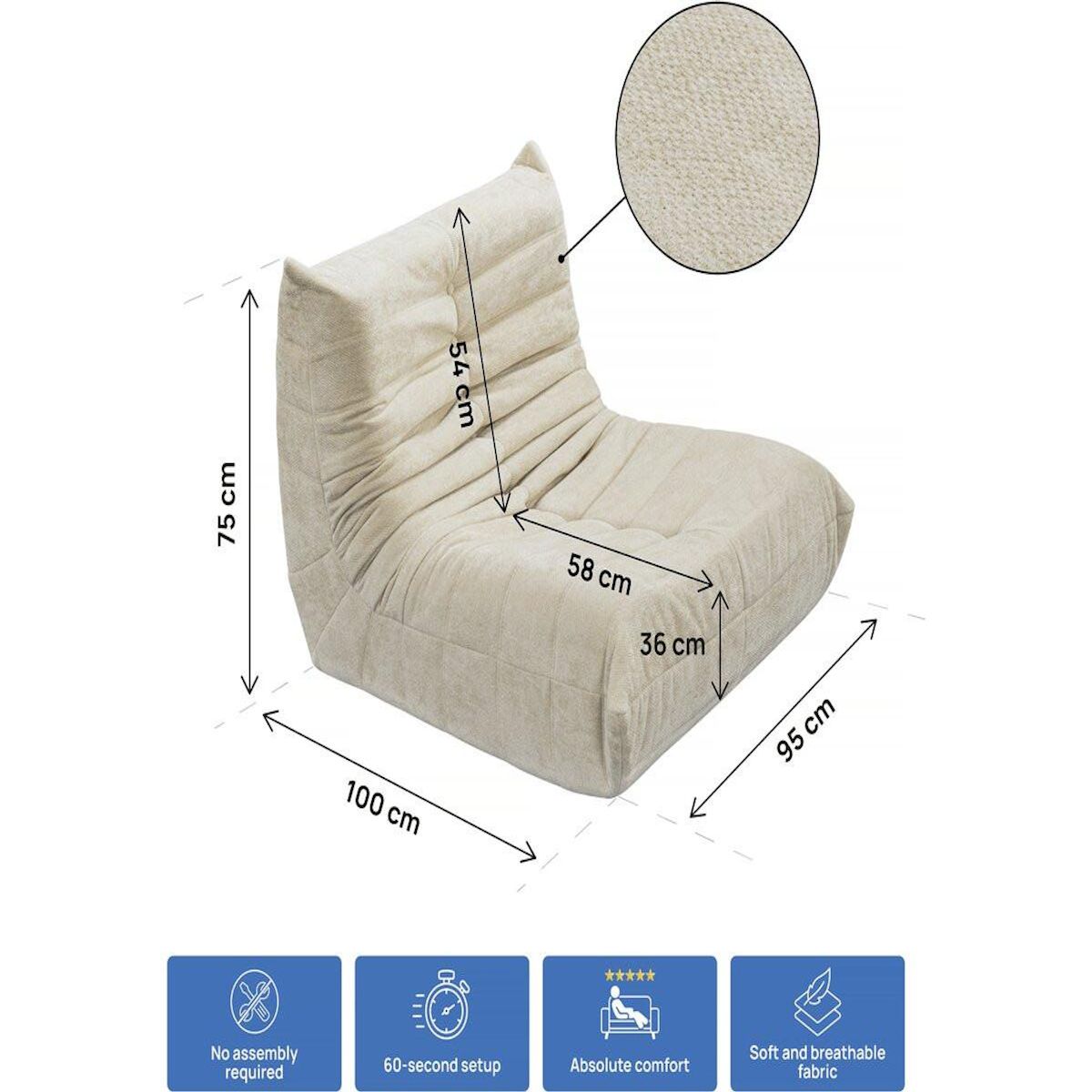 Habitat et Jardin Chauffeuse en tissu texturé  Velasca  - 95 x 100 x 75 cm - Beige