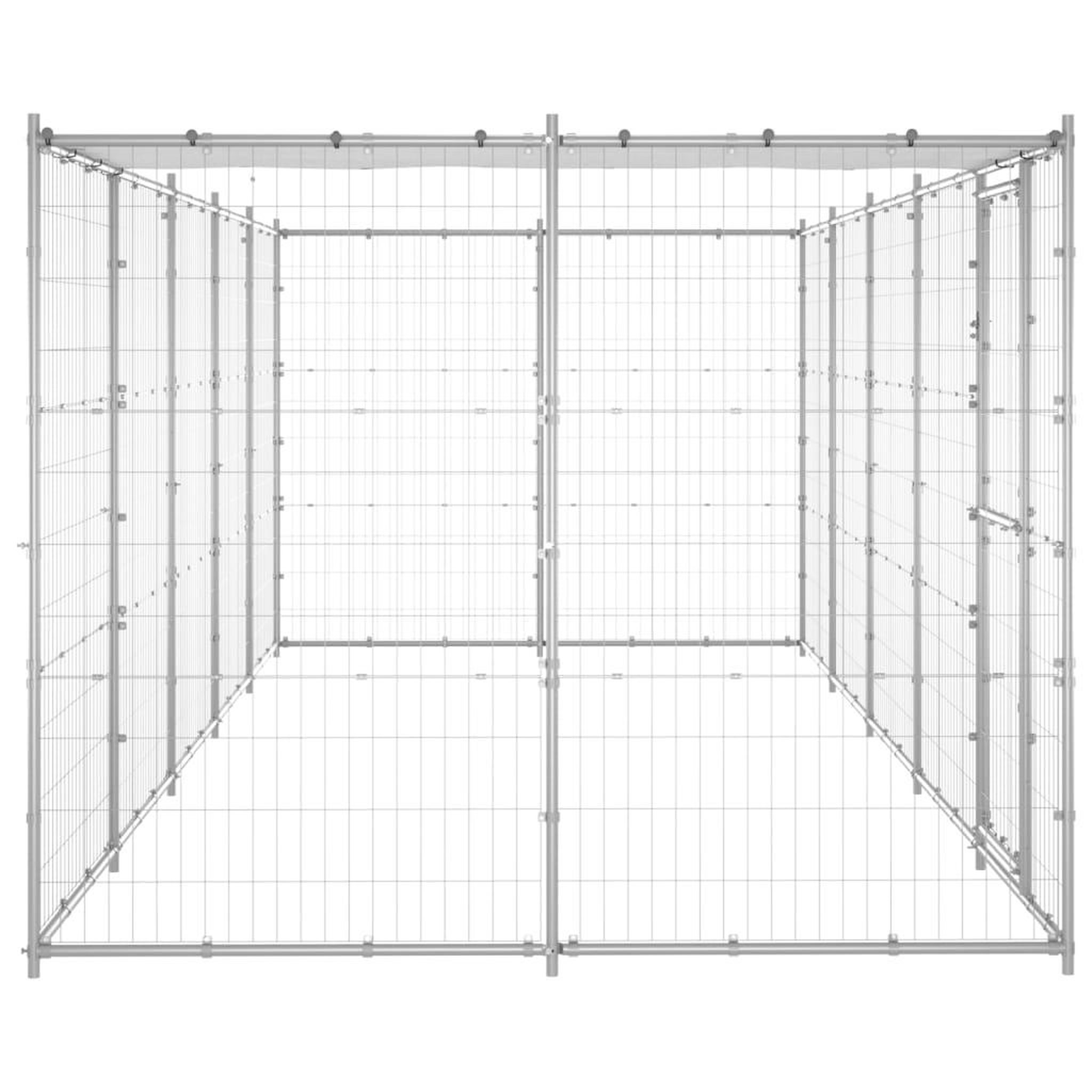 Voir la diapositive 3 : VIDAXL Chenil exterieur Acier galvanise avec toit 12,1 m²