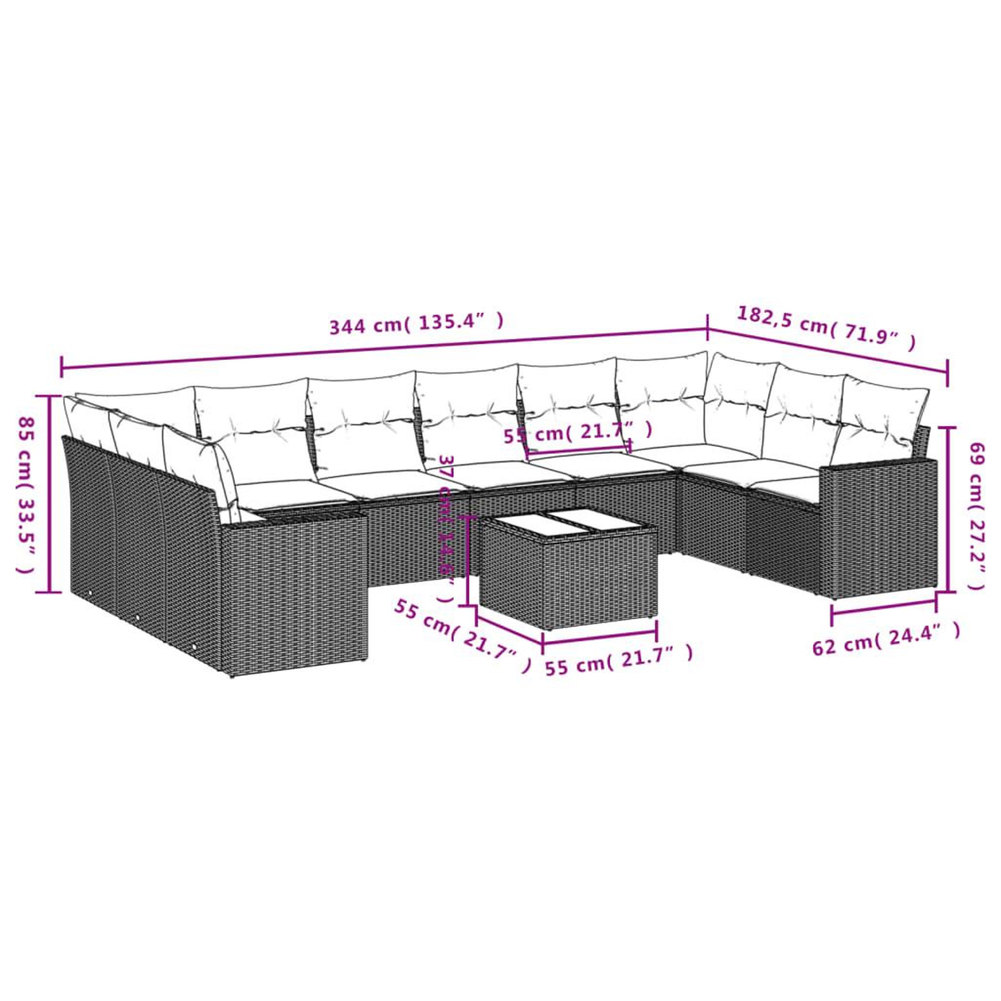 Voir la diapositive 4 : VIDAXL Salon de jardin 11 pcs avec coussins noir resine tressee