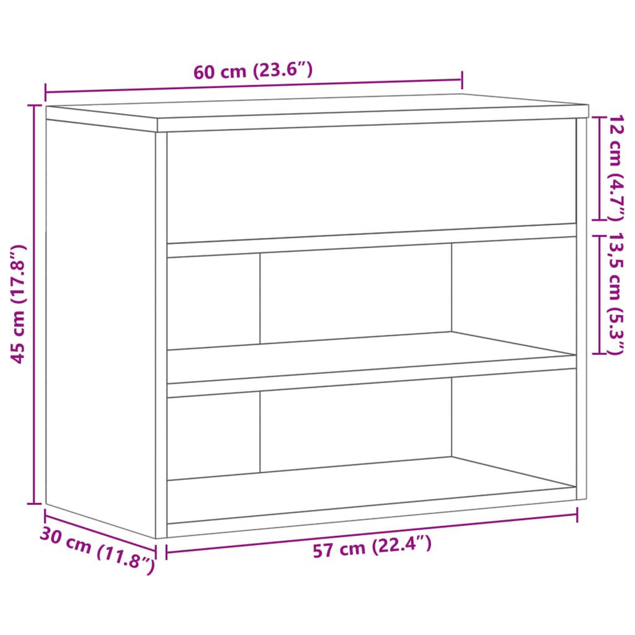Voir la diapositive 6 : VIDAXL Banc a chaussures Chene fume 60x30x45 cm Bois d'ingenierie