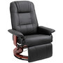Voir la diapositive 1 : HOMCOM Fauteuil relax inclinable repose-pieds réglable pivotant 360° piètement bois revêtement PU noir