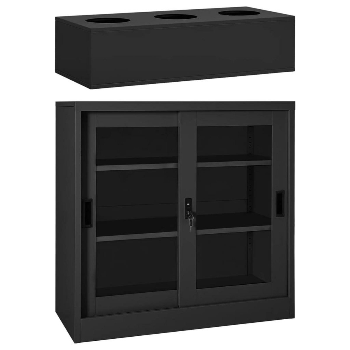 VIDAXL Armoire a portes coulissantes avec jardiniere Anthracite Acier