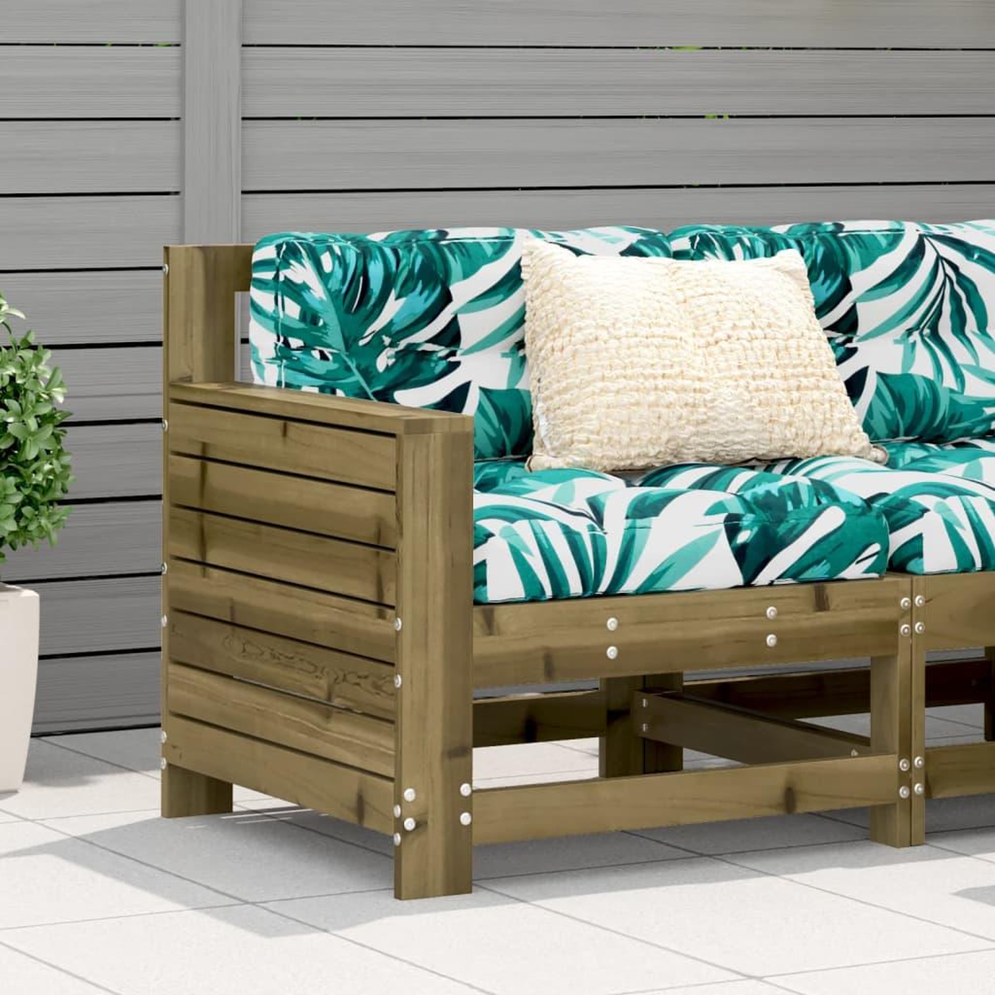 VIDAXL Canape de jardin accoudoir 69x62x70,5 cm bois de pin impregne