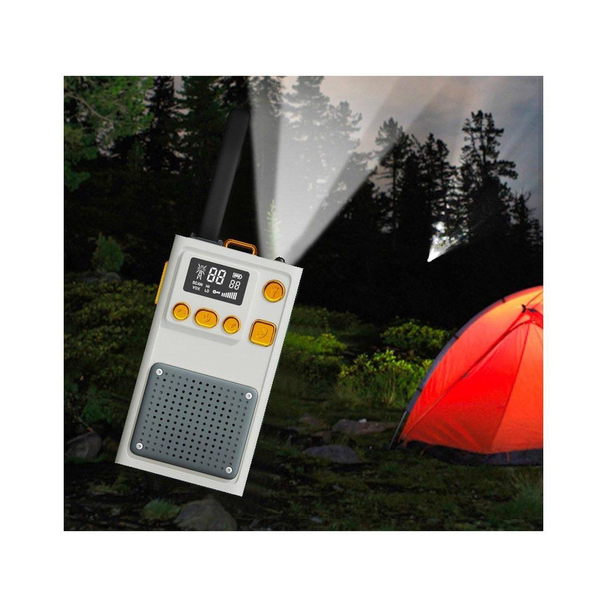 Voir la diapositive 3 : 1001JOUETS Talkie-Walkies Enfant - Portée 5 km, VOX, Écran LCD, Lampe Torche - Beige et Vert - Lot de 2
