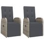 Voir la diapositive 4 : VIDAXL Ensemble a manger de jardin 3 pcs coussins gris resine tressee