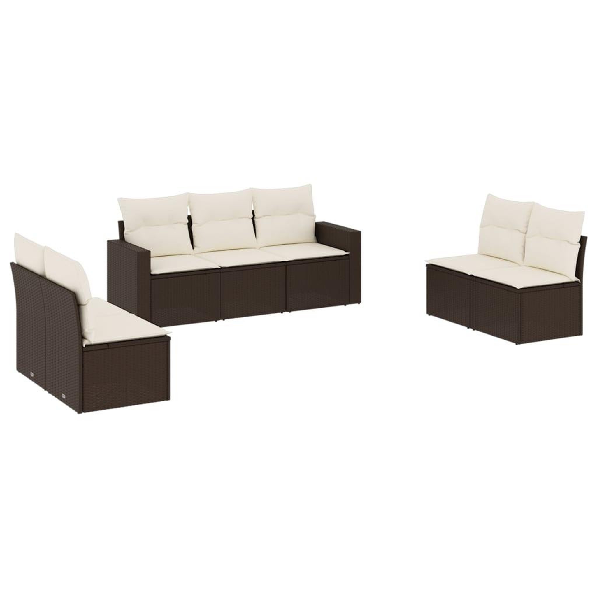 Voir la diapositive 2 : VIDAXL Salon de jardin avec coussins 7 pcs marron resine tressee