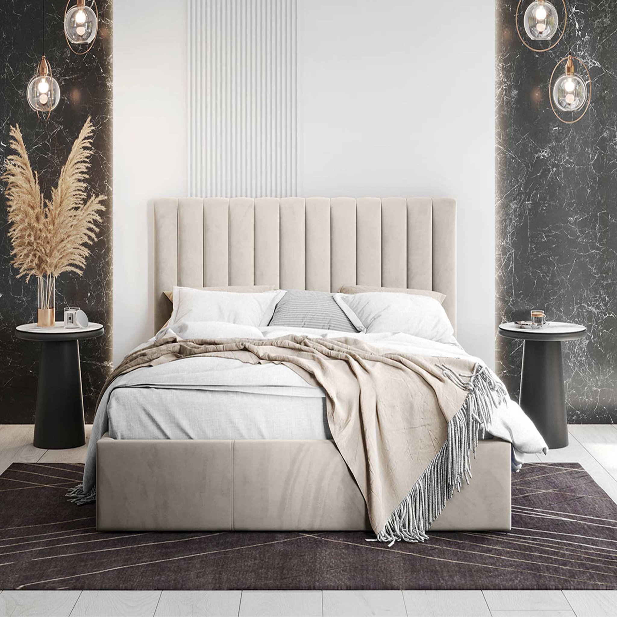 Voir la diapositive 5 : BEST MOBILIER Rosario - lit coffre - 140x200 - sommier inclus - en velours