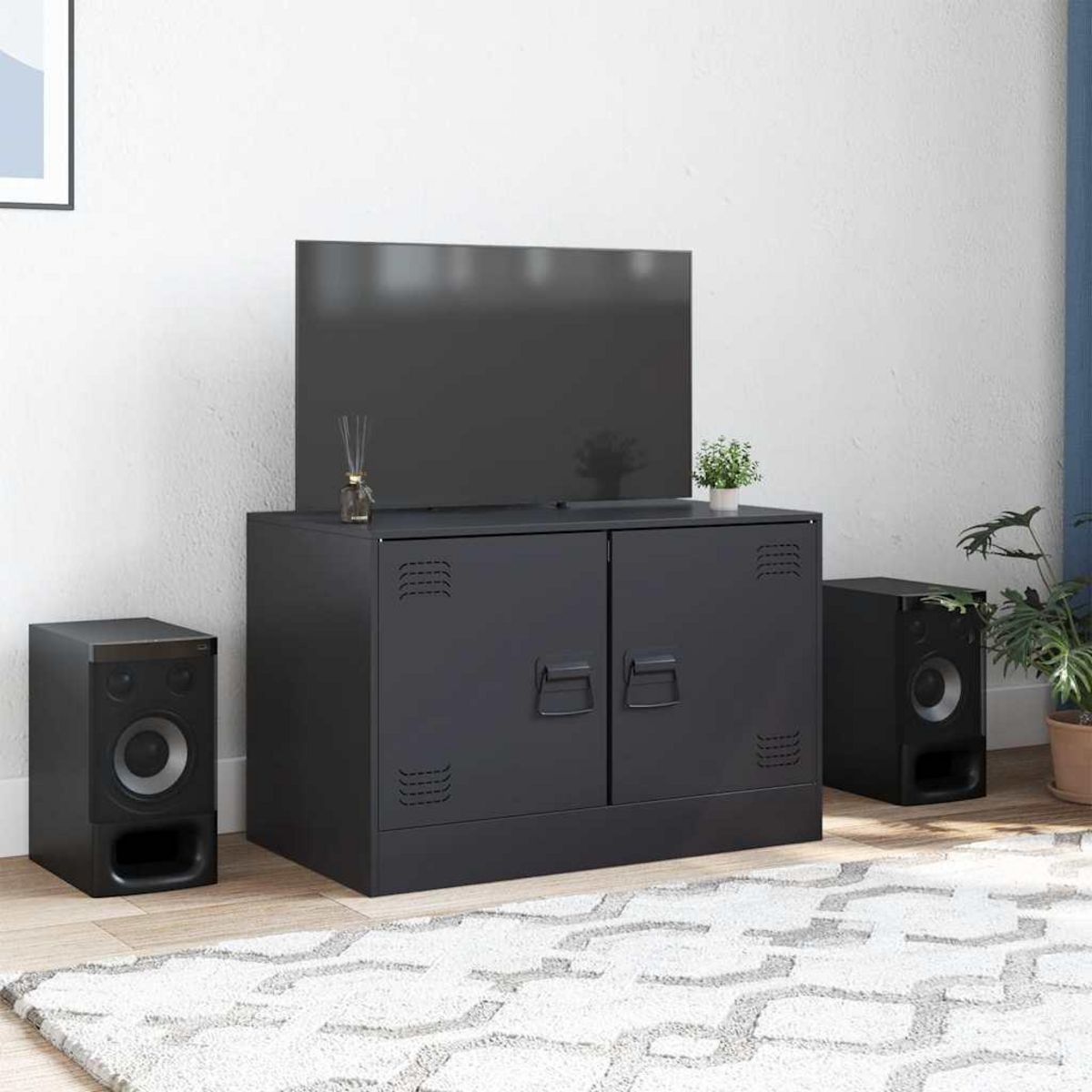 VIDAXL Meuble TV noir 67x39x44 cm acier