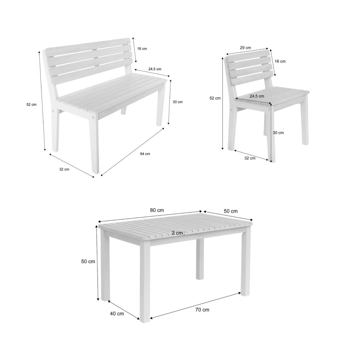 SWEEEK Table de jardin enfant bois d'acacia + 4 assises vert de gris - Caroline