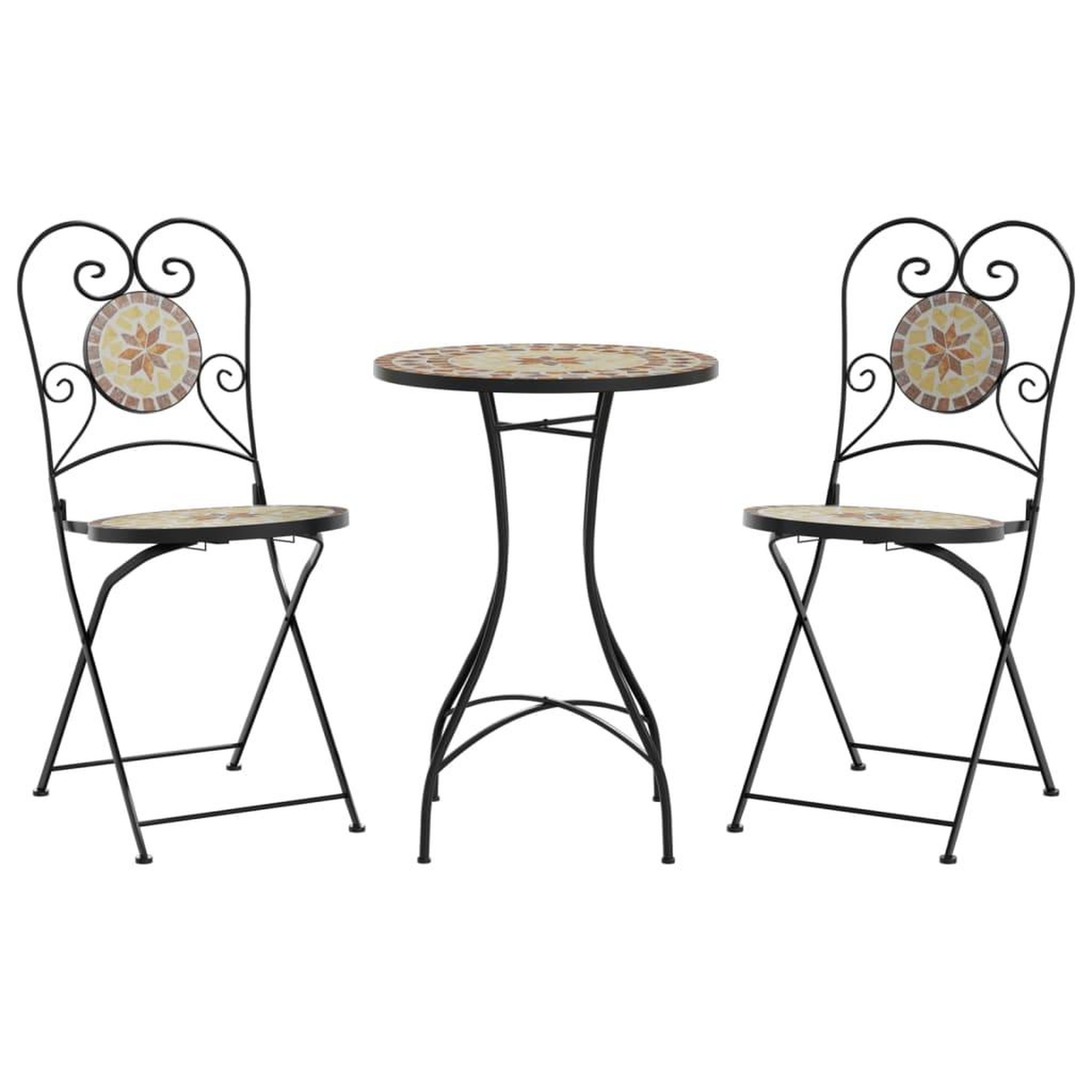 Voir la diapositive 2 : VIDAXL Ensemble de bistro mosaïque terre cuite blanc fer et ceramique