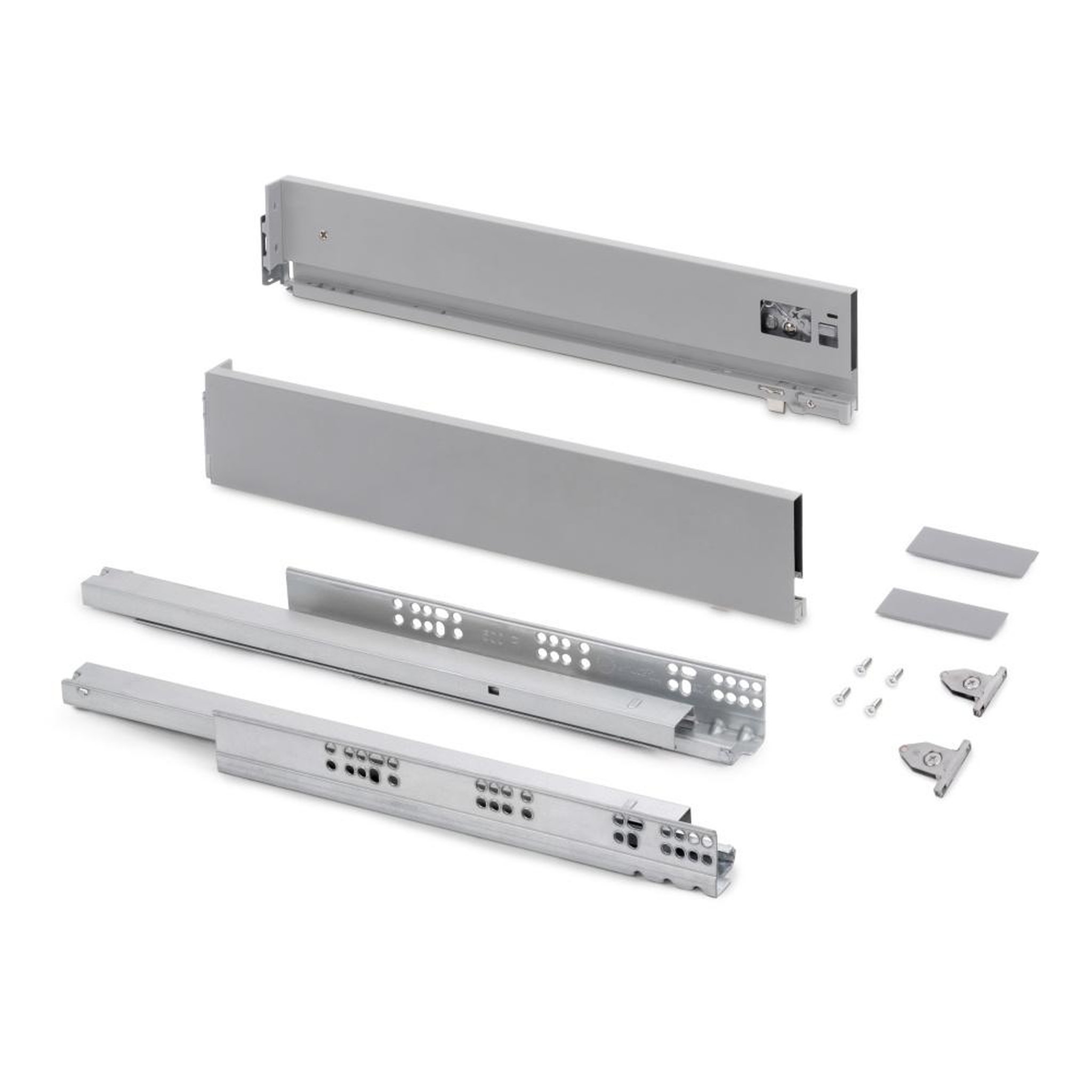 Emuca 3186425 Tiroir extérieur Vertex avec réglages 3D hauteur 93mm, 40kg, profondeur 300mm, Acier, Peint en aluminium