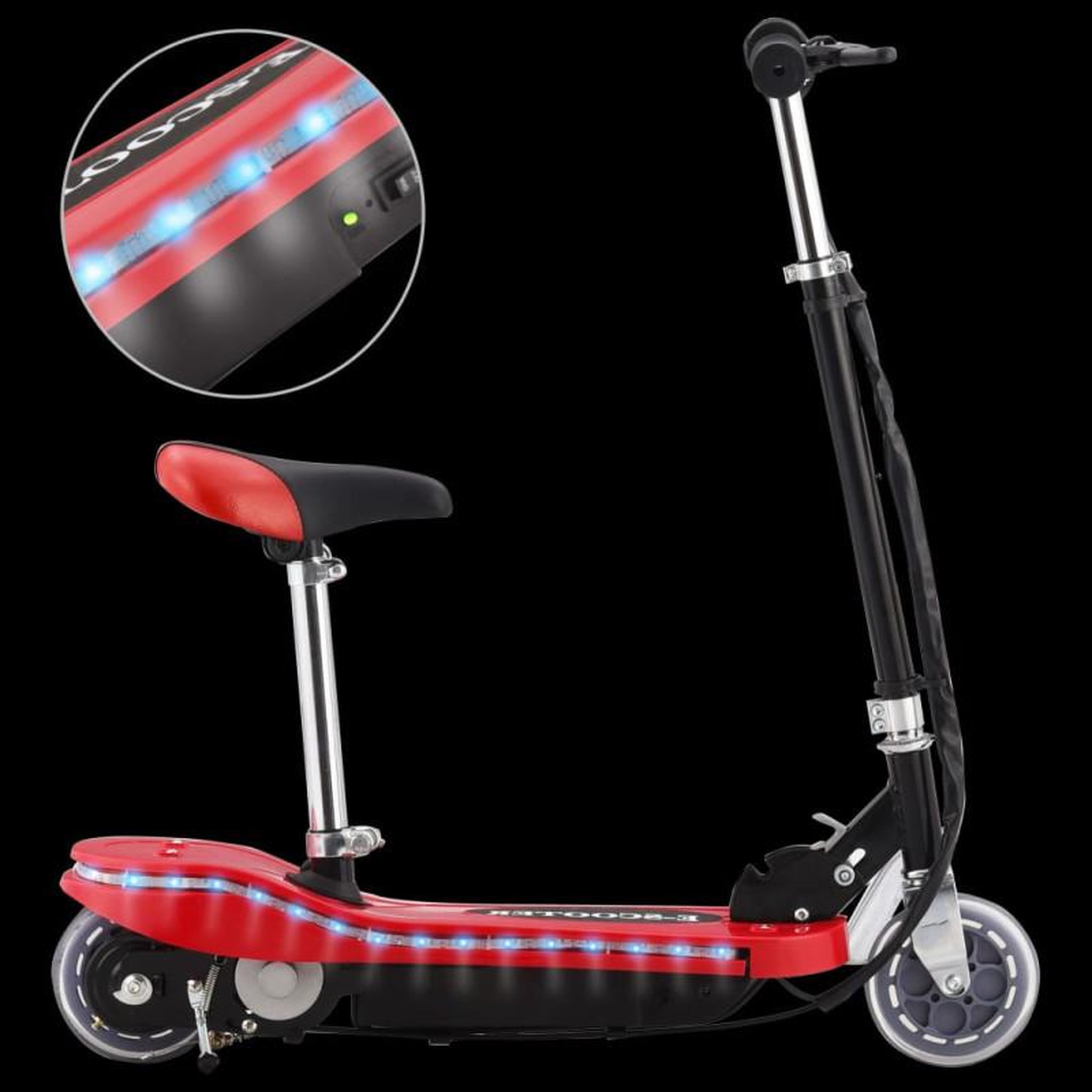 Voir la diapositive 2 : VIDAXL Trottinette pour enfants avec selle et LED 120 W rouge