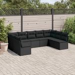 VIDAXL Salon de jardin 9 pcs avec coussins noir resine tressee