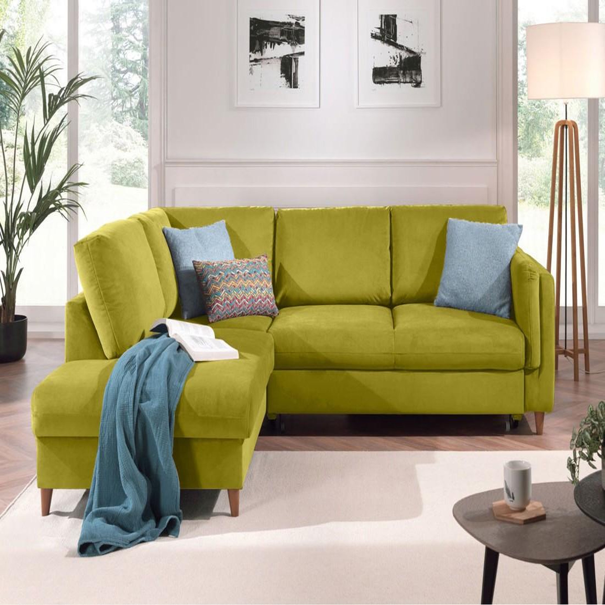 Voir la diapositive 2 : LISA DESIGN Brooke - canapé d'angle gauche - convertible - 5 places - en velours