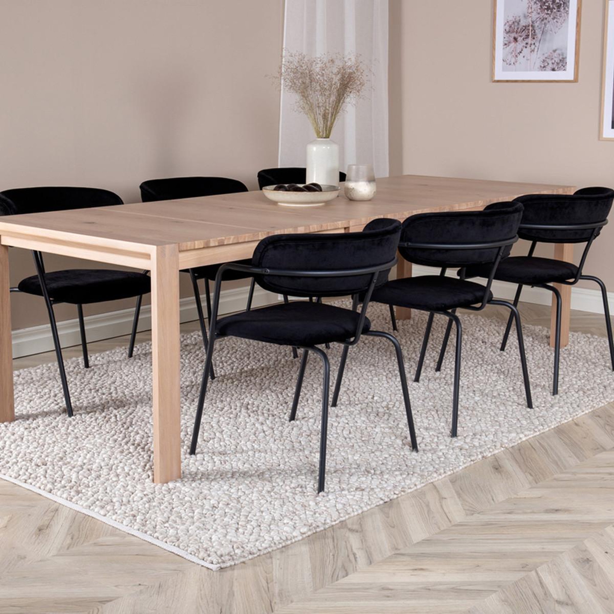 Voir la diapositive 5 : Paris Prix Ensemble table à manger extensible & 6 chaises  slider & arrow  170-250cm noir & beige