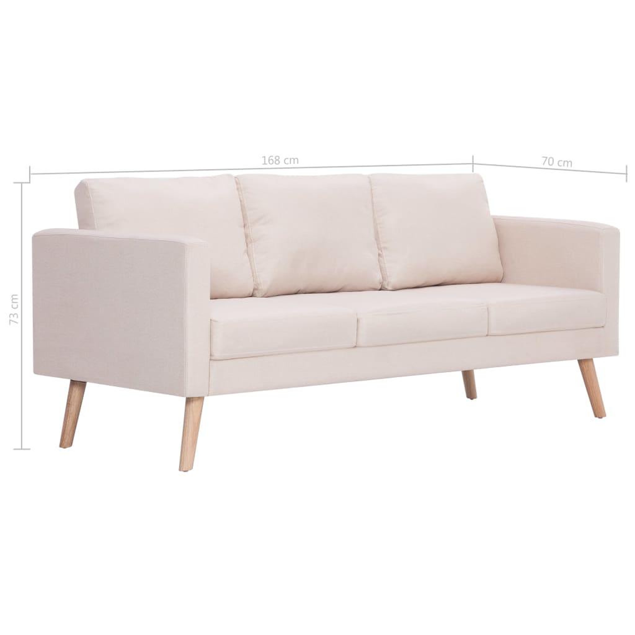 Voir la diapositive 6 : VIDAXL Canape a 3 places Tissu Creme
