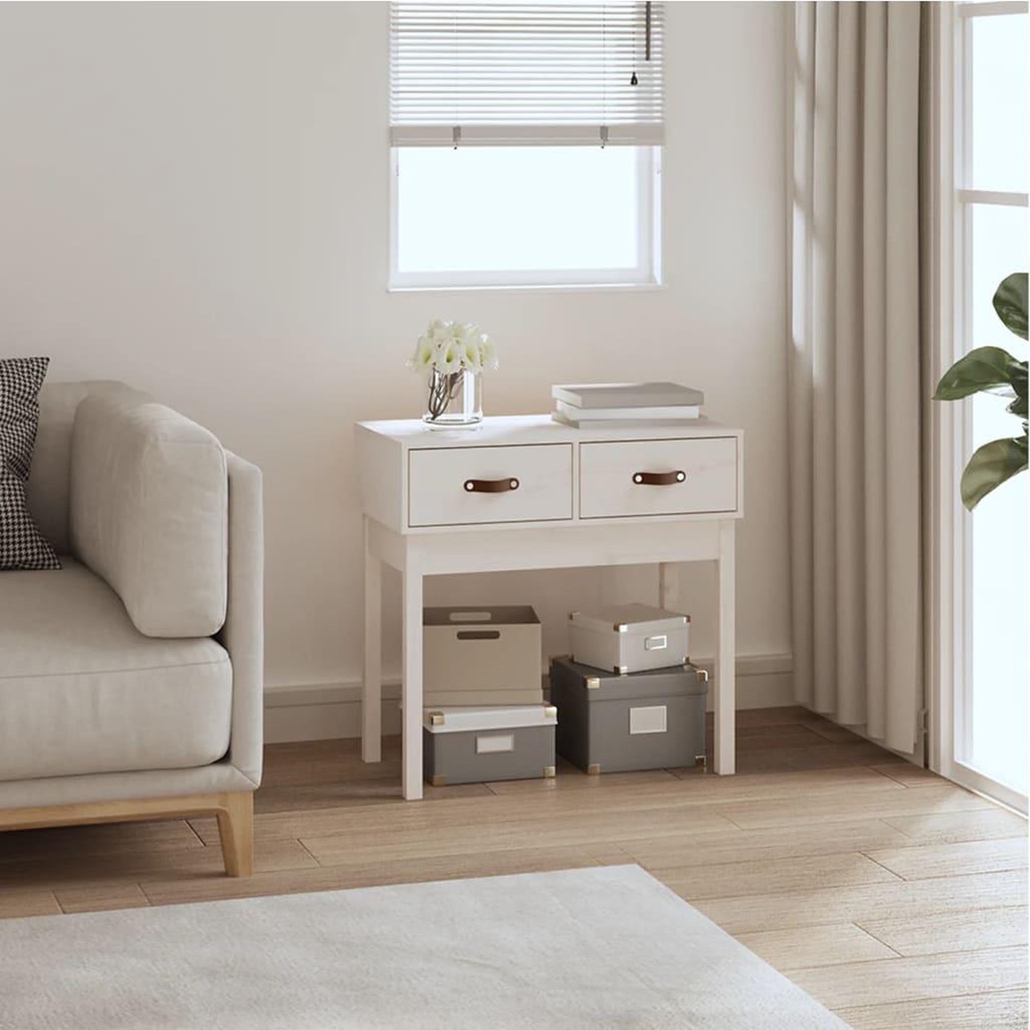 Voir la diapositive 1 : VIDAXL Table console Blanc 76,5x40x75 cm Bois massif de pin