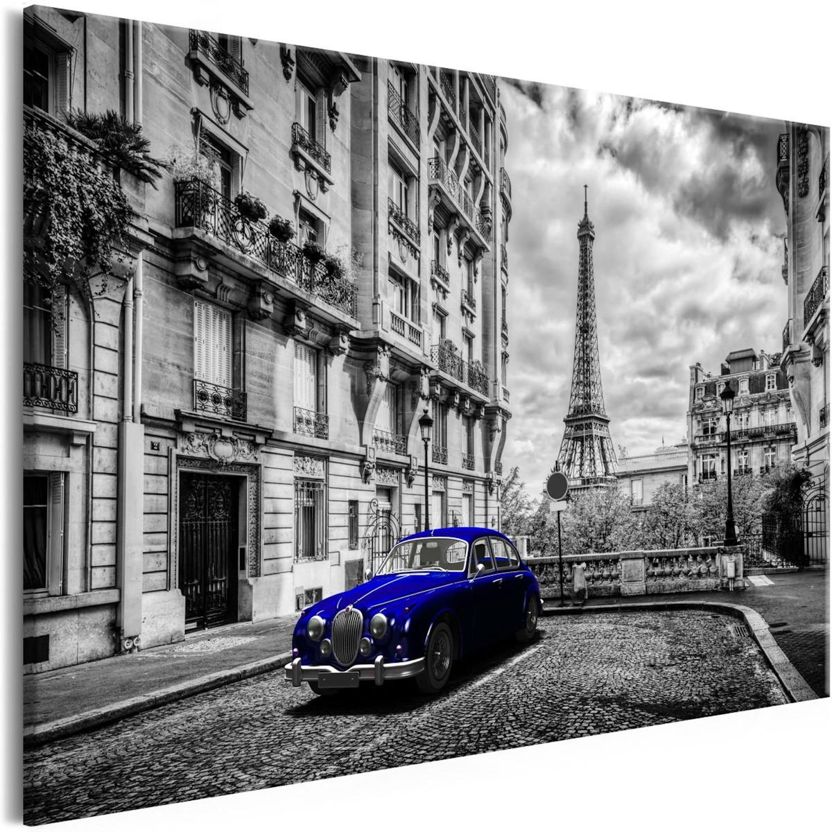 Paris Prix Tableau Imprimé  Car in Paris Blue Wide