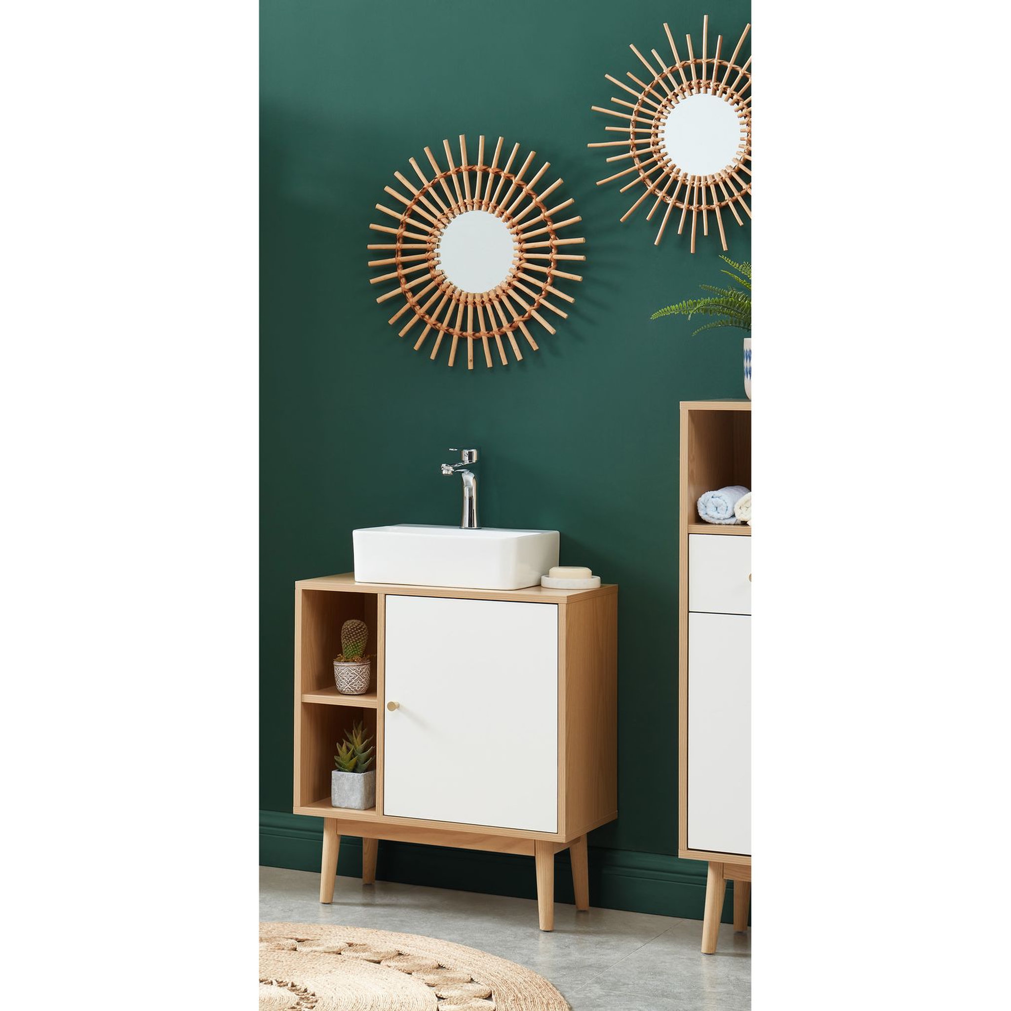 Voir la diapositive 4 : Meuble de salle de bain sous-vasque 2 niches et 1 porte L60cm QUARTEIRA