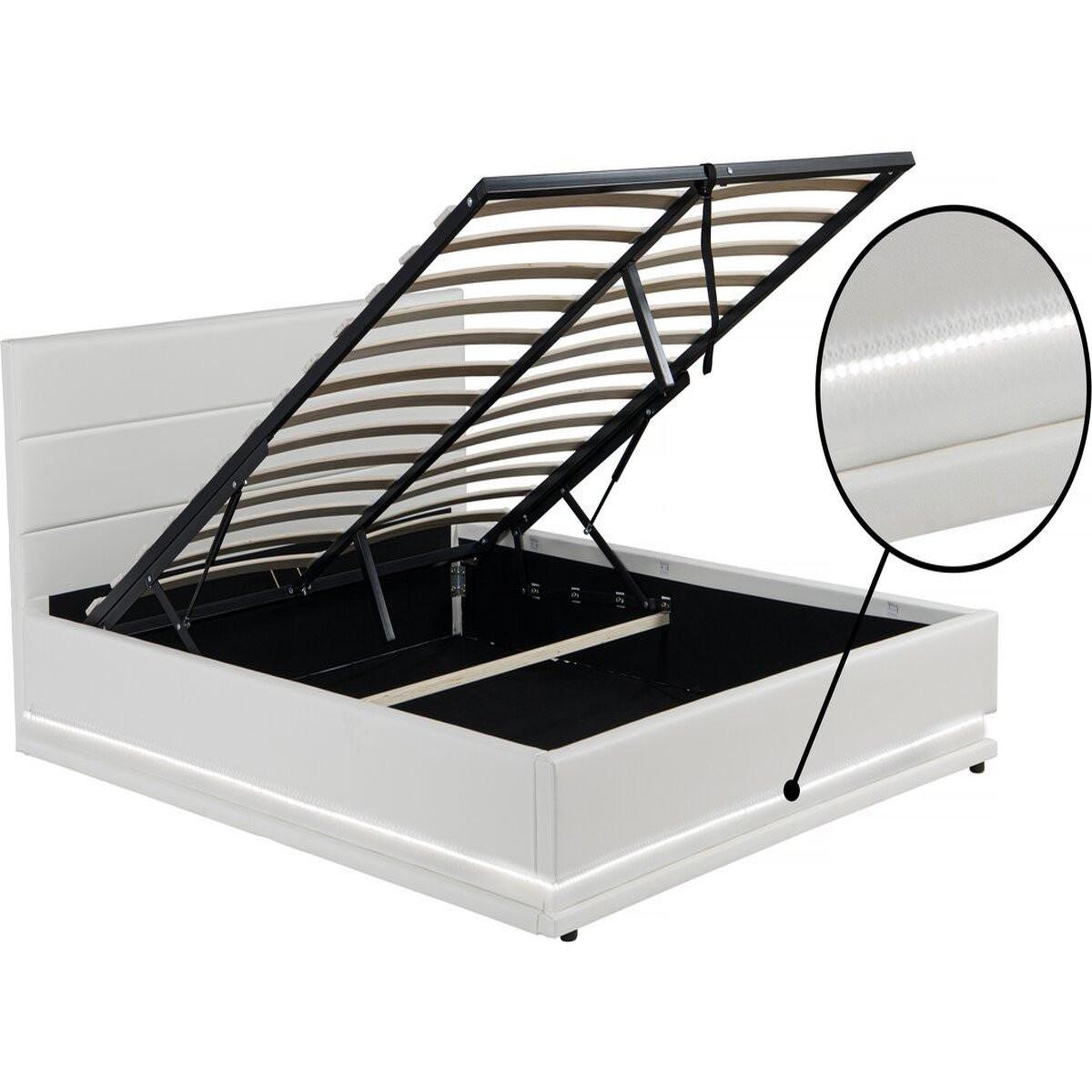 Voir la diapositive 3 : Habitat et Jardin Lit LED avec coffre  Anastasia  - 140 x 190 cm - Blanc