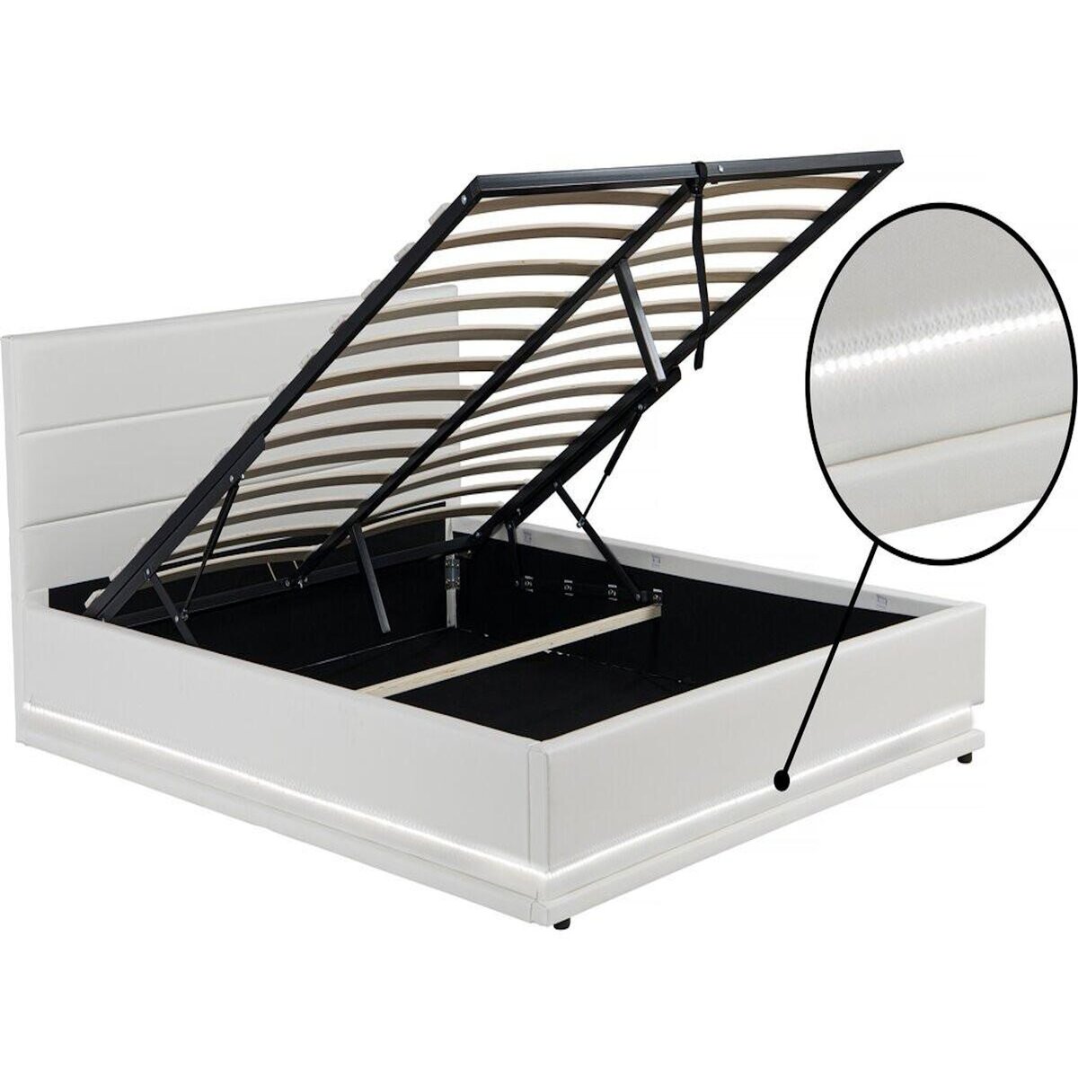 Habitat et Jardin Lit LED avec coffre  Anastasia  - 140 x 190 cm - Blanc