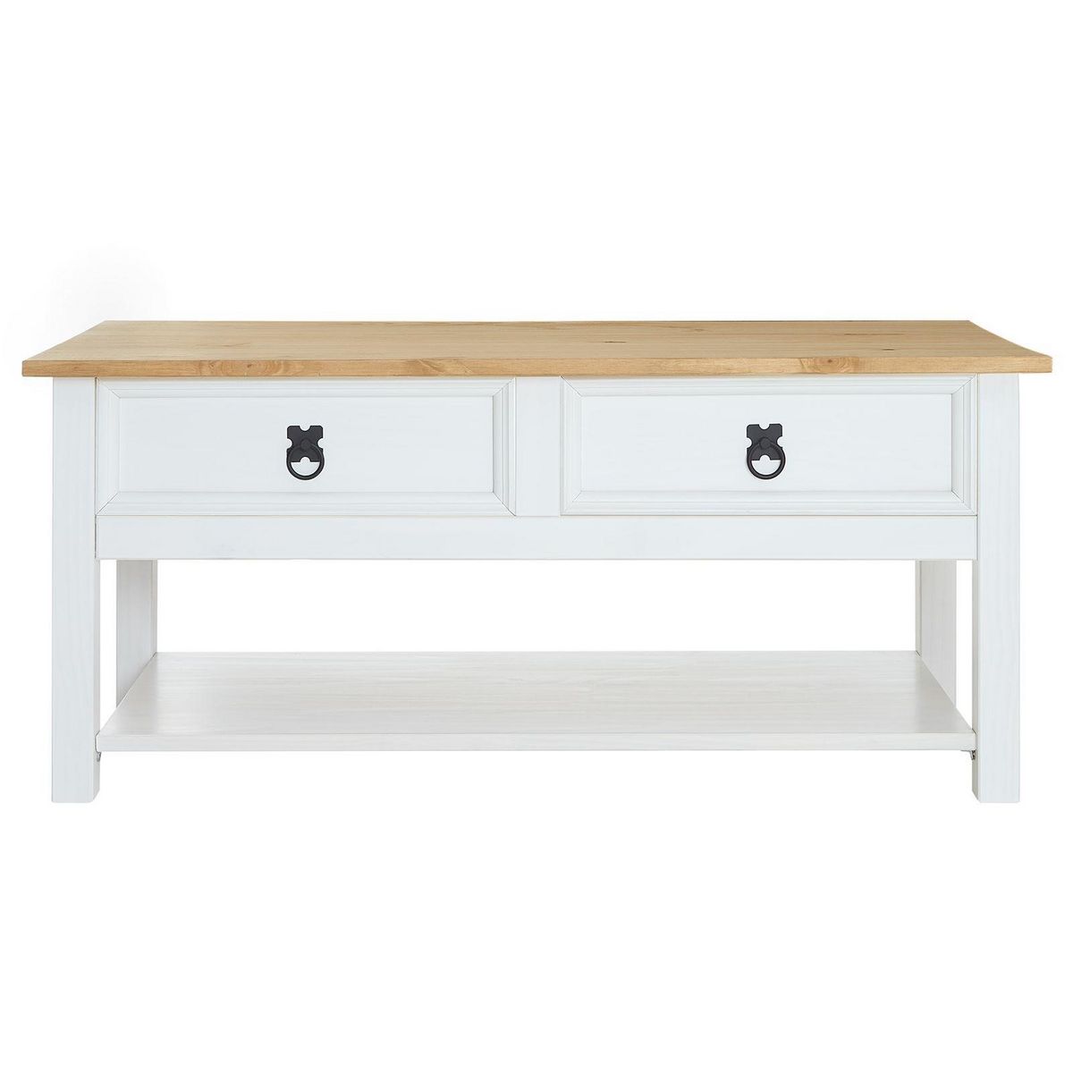 IDIMEX Table basse TEQUILA style mexicain avec 2 tiroirs, en pin massif