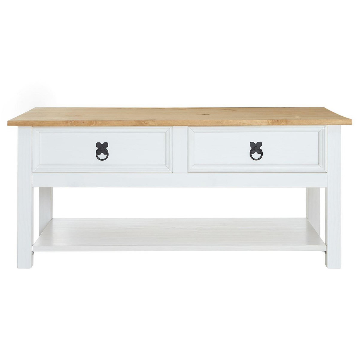 IDIMEX Table basse TEQUILA style mexicain avec 2 tiroirs, en pin massif