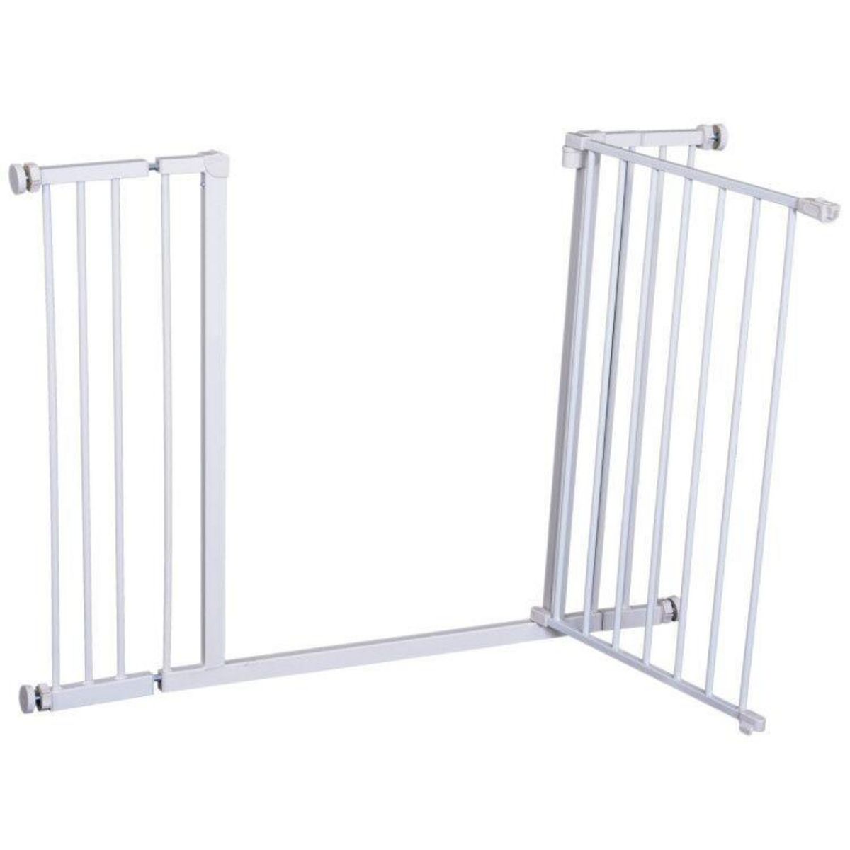 PAWHUT Barrière de sécurité longueur réglable dim. 76-107l x 76H cm sans perçage métal plastique blanc