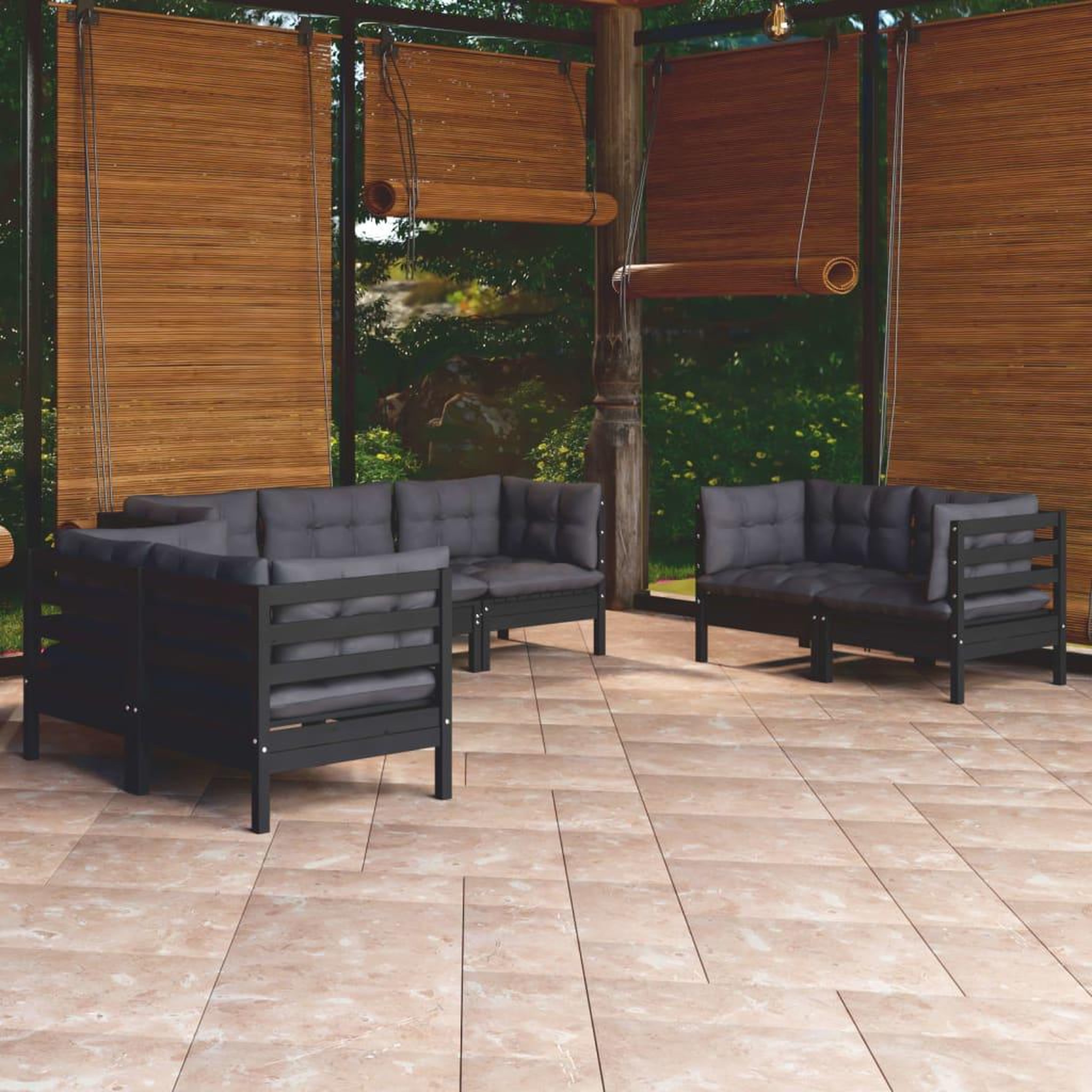 Voir la diapositive 1 : VIDAXL Salon de jardin 7 pcs avec coussins bois de pin massif