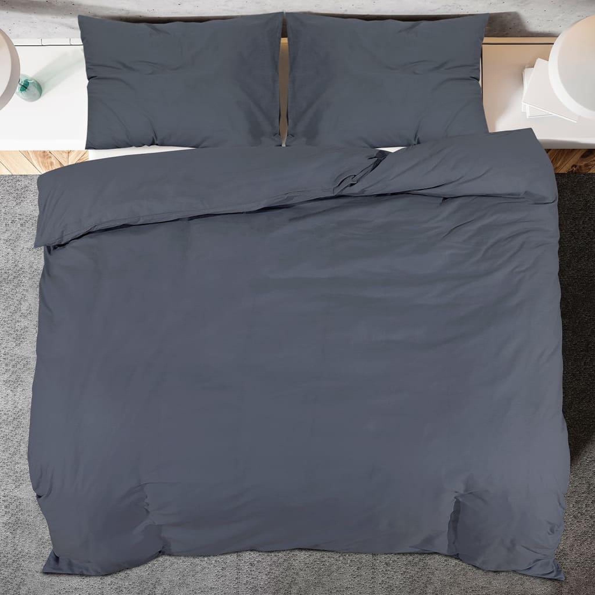 Voir la diapositive 5 : VIDAXL Ensemble de housse de couette Anthracite 200x220 cm Microfibre