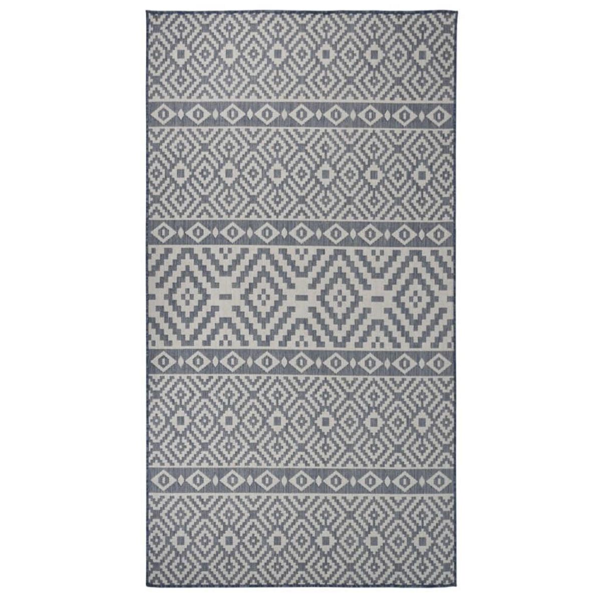 VIDAXL Tapis a tissage plat d'exterieur 80x150 cm Rayures bleues