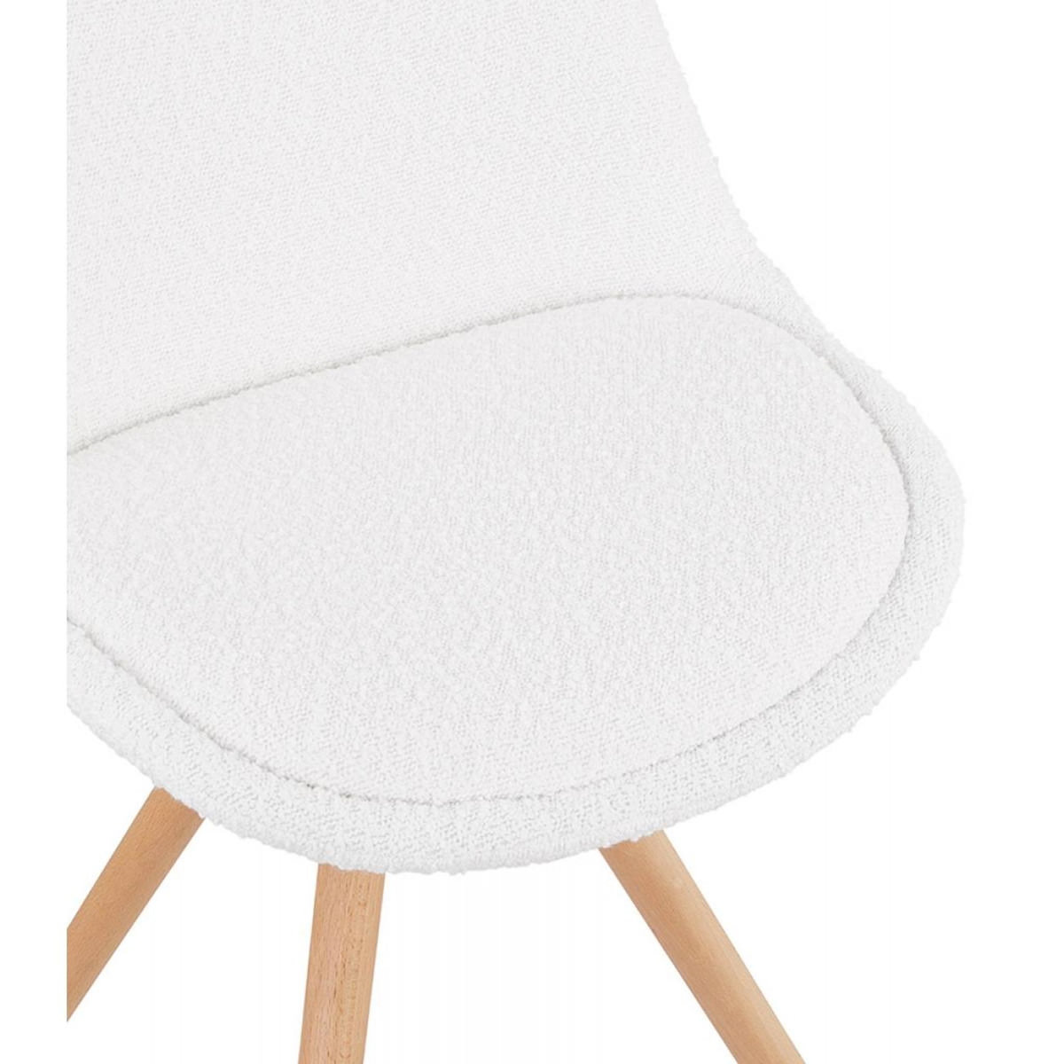 Paris Prix Chaise Design en Tissu Bouclé  Alisa  82cm Blanc & Naturel