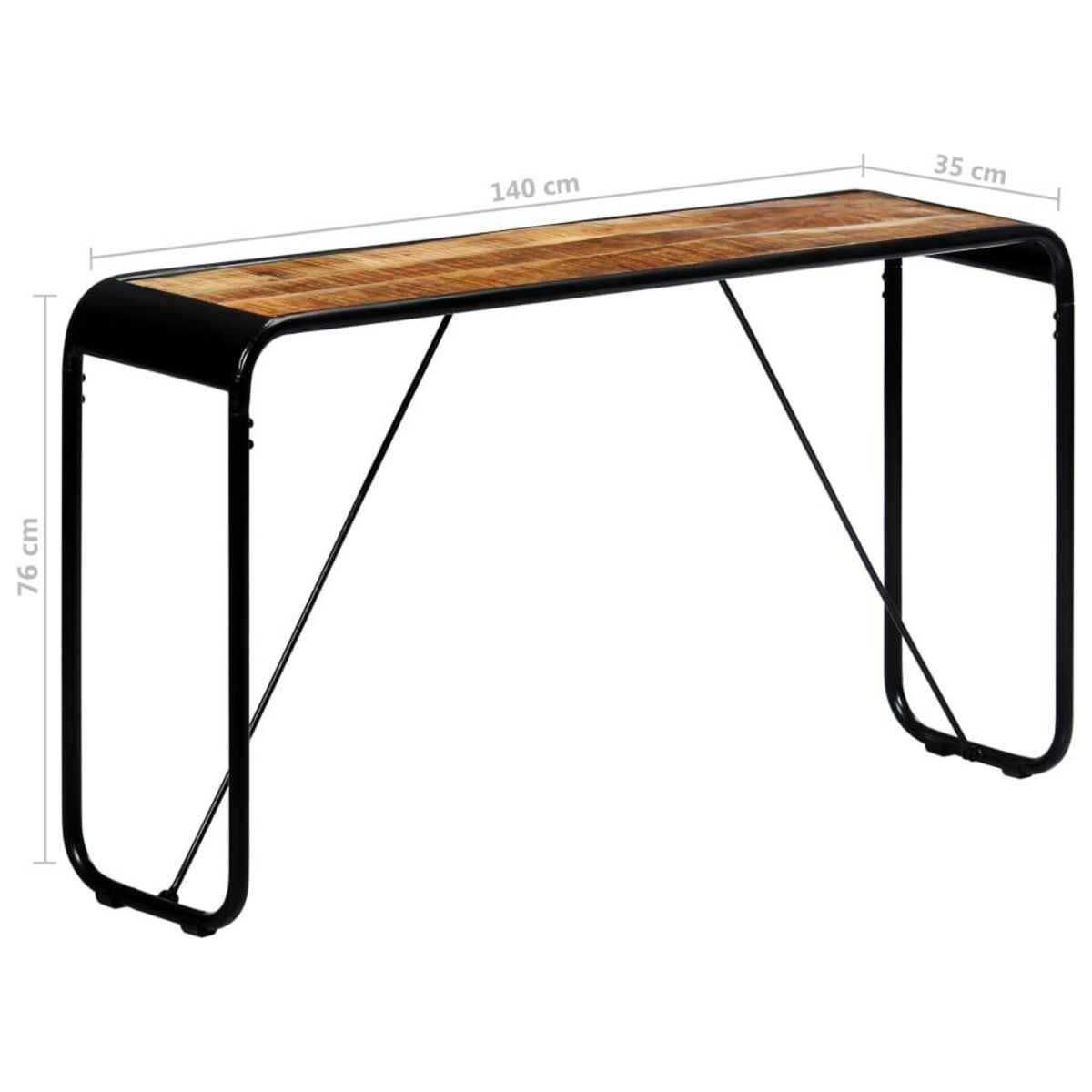 VIDAXL Table console 140 x 35 x 76 cm Bois de manguier massif brut