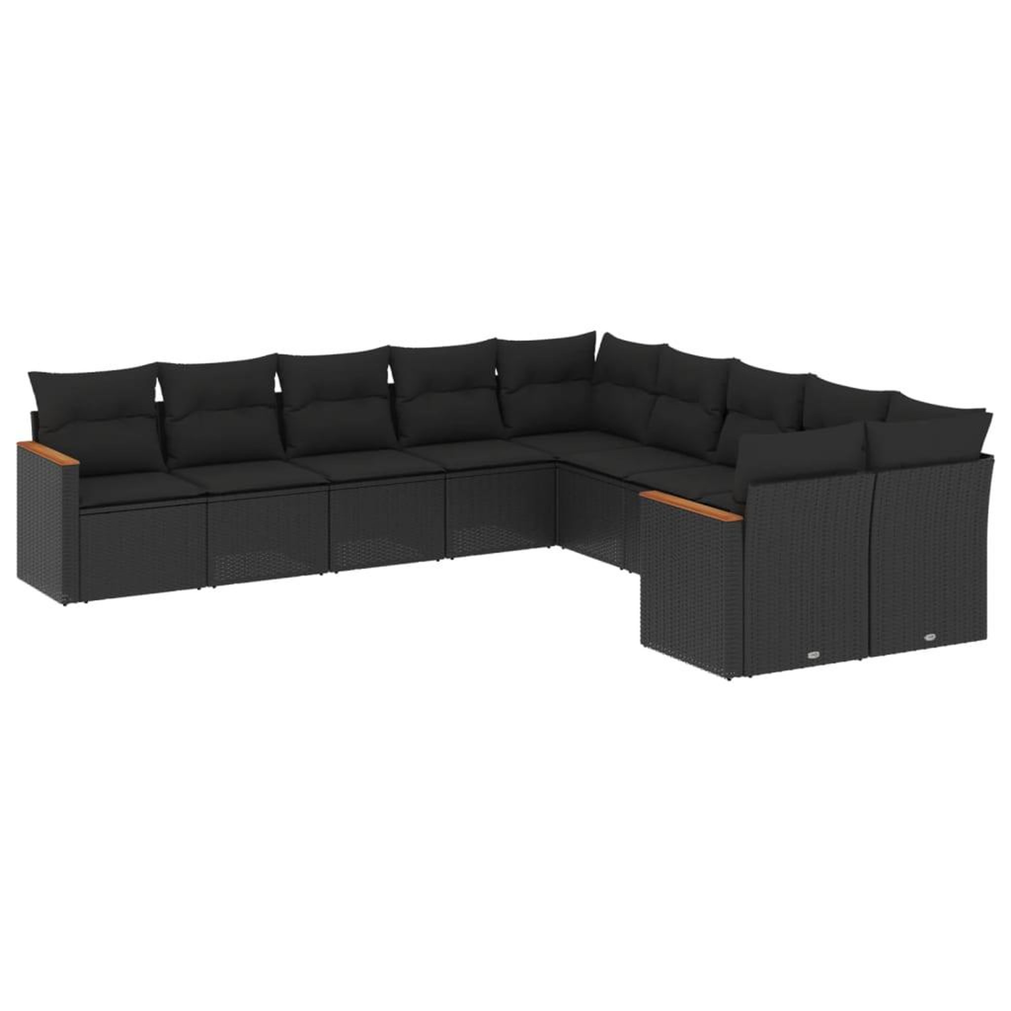 Voir la diapositive 2 : VIDAXL Salon de jardin 10 pcs avec coussins noir resine tressee