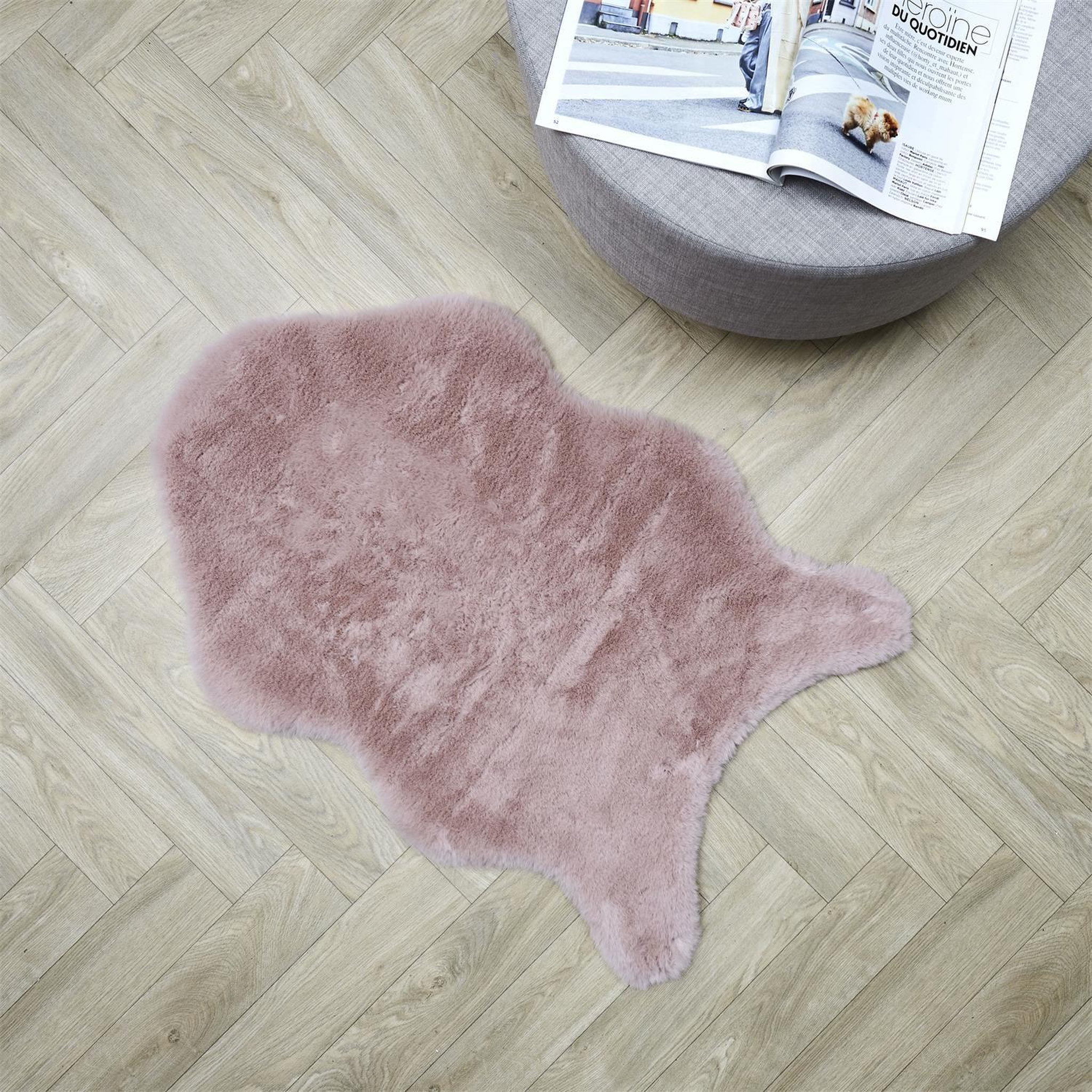 Voir la diapositive 4 : The Home Deco Factory Tapis imitation fourrure poils fins - 60 x 90 cm - rose