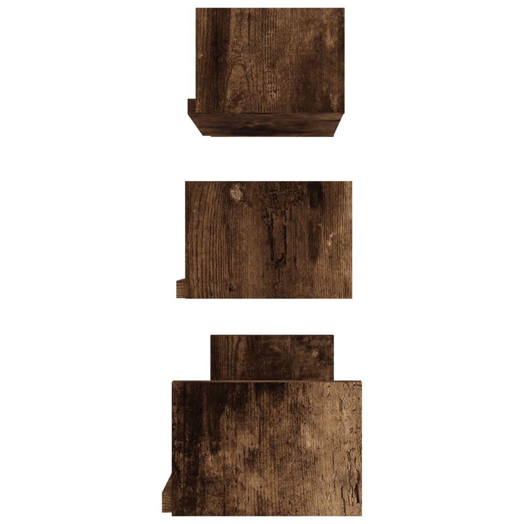 Voir la diapositive 4 : VIDAXL Etageres murales d'affichage 3 pcs Chene fume Bois d'ingenierie
