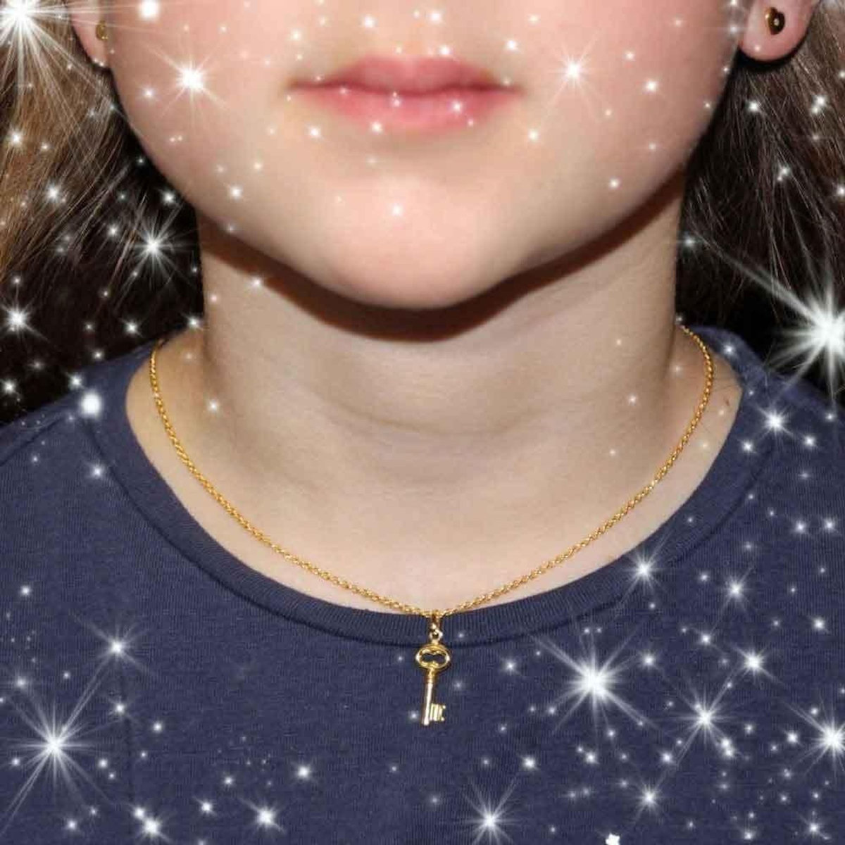 L'ATELIER D'AZUR Collier - Pendentif Clef Or Jaune - Chaine Dorée Offerte - Femme ou Enfant