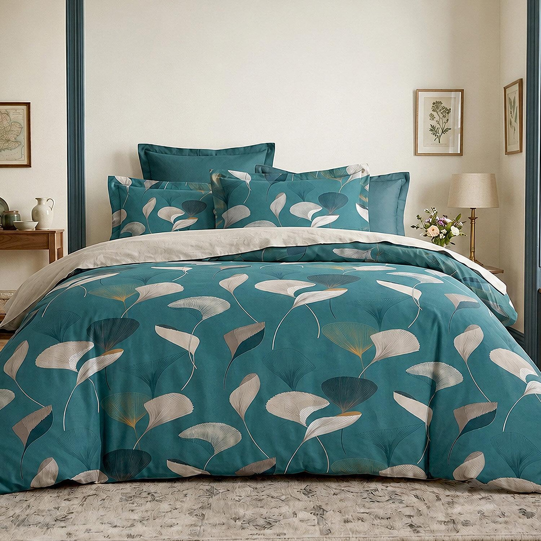 Voir la diapositive 1 : ATELIER DU COTON Parure housse de couette en coton 57 fils apoline