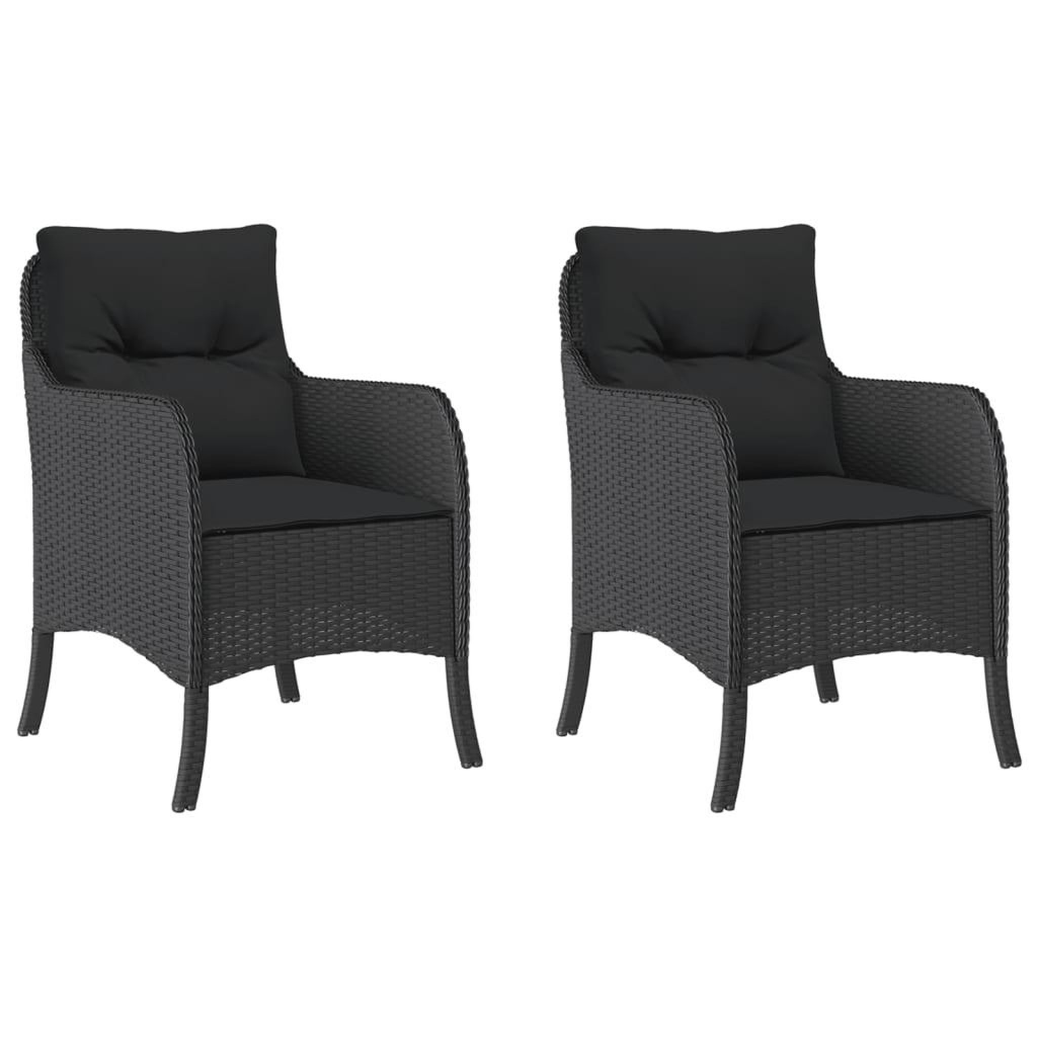 Voir la diapositive 2 : VIDAXL Chaises de jardin avec coussins lot de 2 noir resine tressee