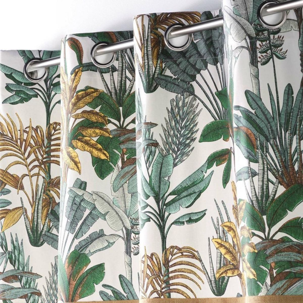 Douceur d'Intérieur Rideau à œillets 140x240 uni top imprimé jute Balinesia coton