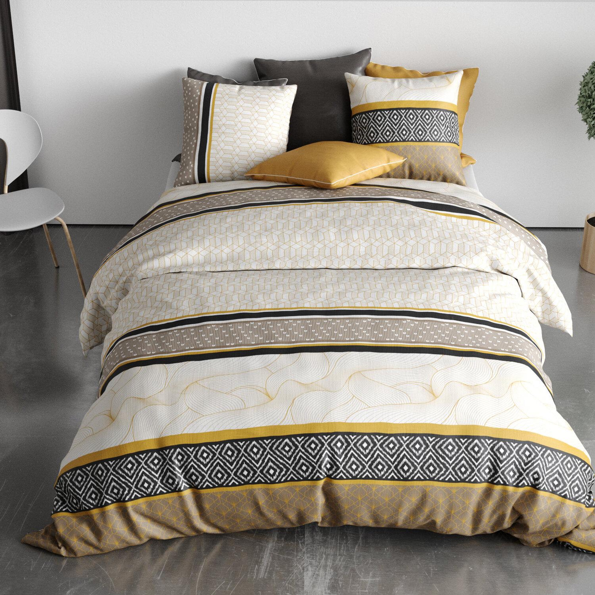 Voir la diapositive 2 : ATELIER DU COTON Parure housse de couette 100% coton 57fils carioca