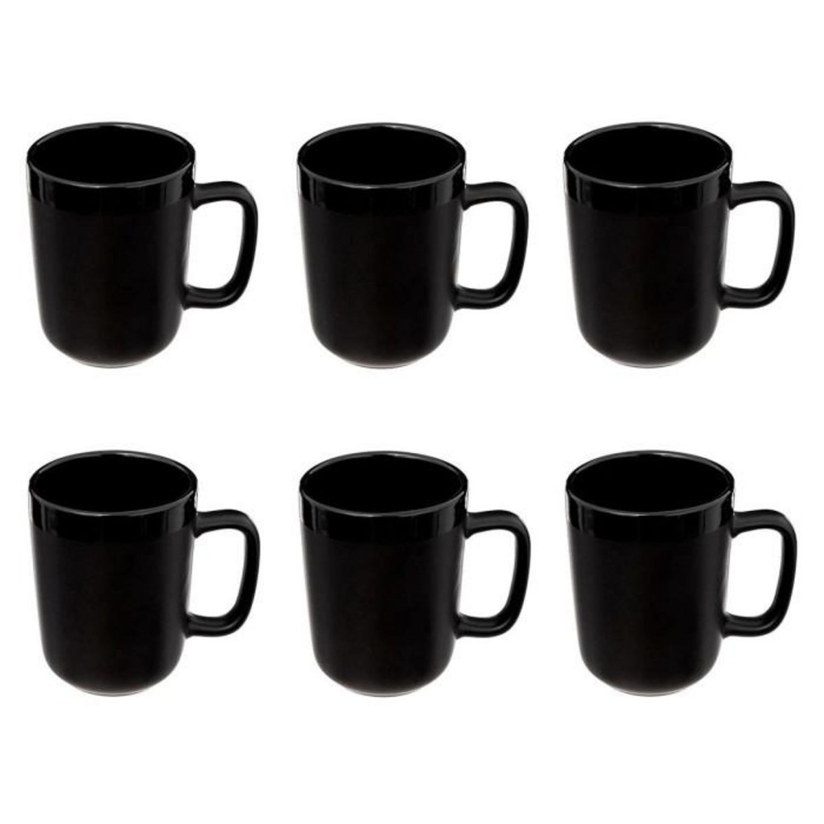 SECRET DE GOURMET Lot de 6 Mugs en Céramique  Alpha  35cl Noir