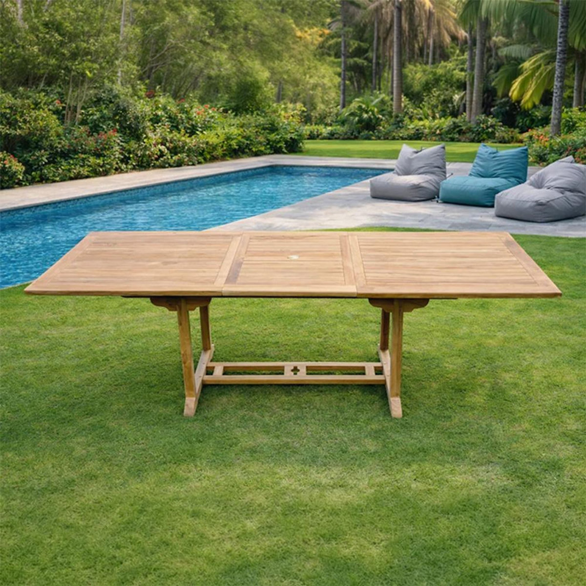 CONCEPT USINE table de jardin rectangle en teck brut 10 places KAJANG